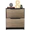 Tuhome Kaia Nightstand, Two Drawers, Metal Handle, Black/Pine MWC4761 - alternate 6